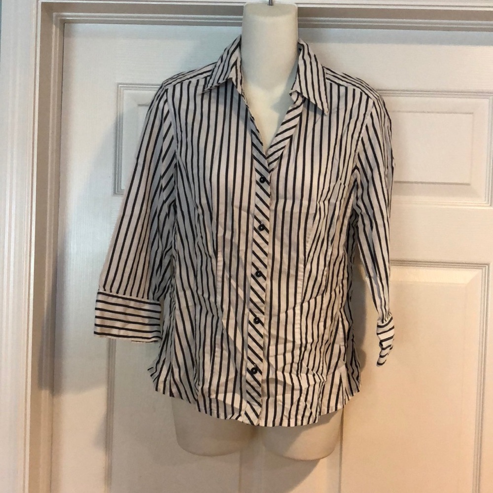 Talbots Black Striped button down top